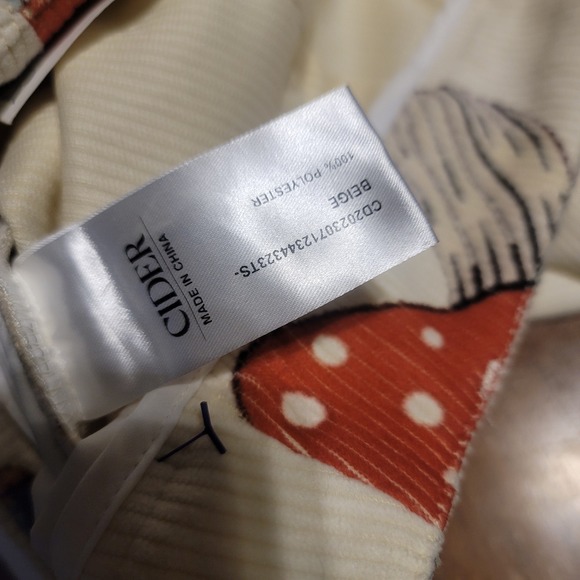 NWT CIDER Corduroy Mid Waist Mushroom Pocket Wide Leg Trousers Sz Med - Picture 6 of 6